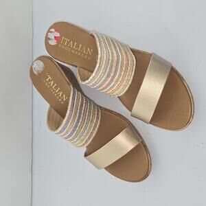 0235‎ Italian Shoemakers Womens Erase Ivory Wedge Sandals Size 10